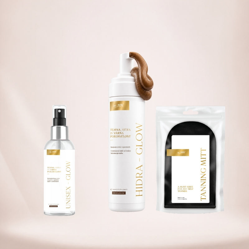 Paket RENEW – vodica, Hydra Glow in rokavica
